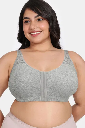 Buy Rosaline Cyber Grove Everyday Double Layered Non Wired Full Coverage Super Support Bra - Grey Melange